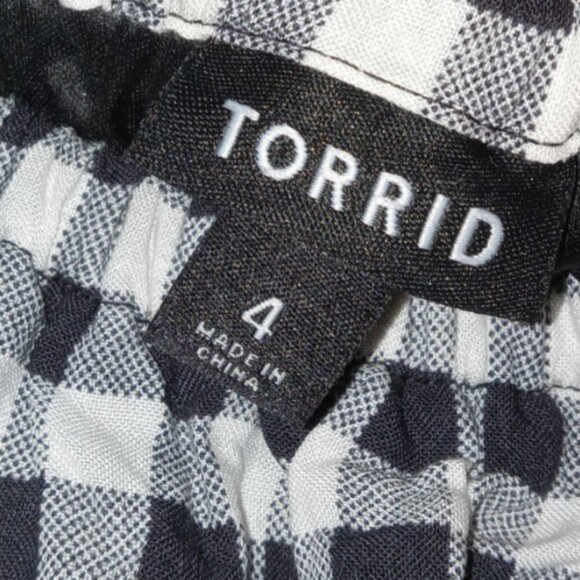 Torrid Black and White Gingham Checkered Buffalo Plaid Off Shoulder Dress Ruffle - Picture 6 of 7